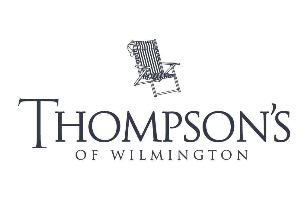 Logo with a folding chair above the text “Thompson’s of Wilmington” in elegant, capitalized font.